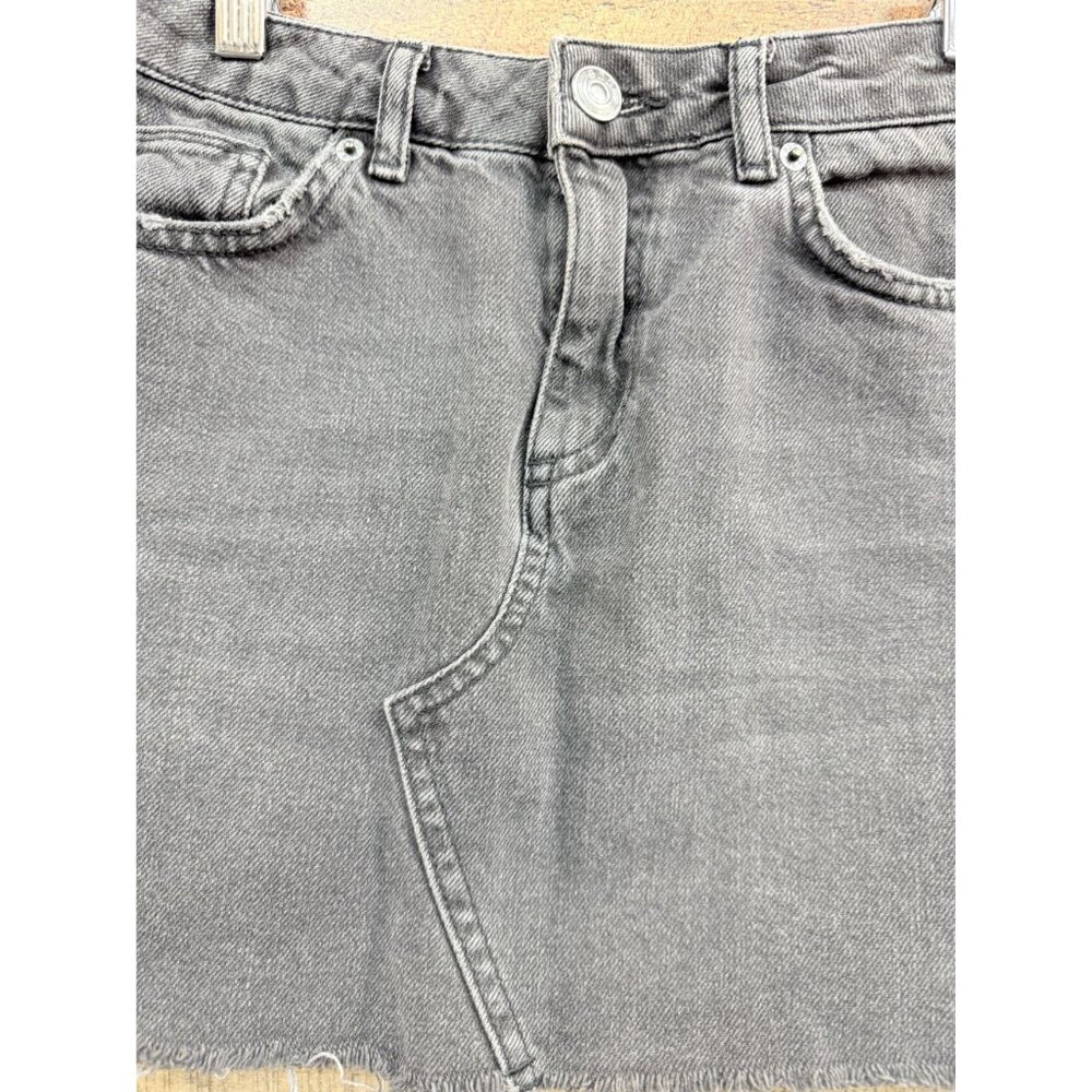 BDG Black Denim Mini Skirt XS Frayed Hem High-Waisted - Picture 2 of 8
